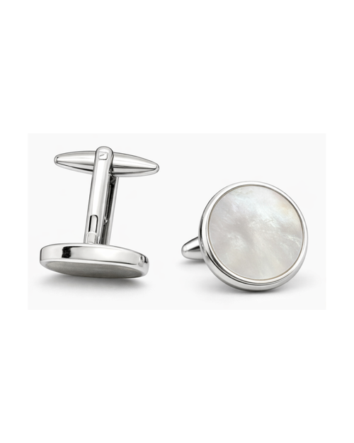 Pearl Circle Silver Cufflinks
