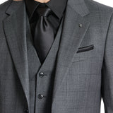 Ryan 107 Charcoal Check Wool Stretch Waistcoat