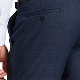 Edward 108 Blue Check Wool Stretch Suit Trouser