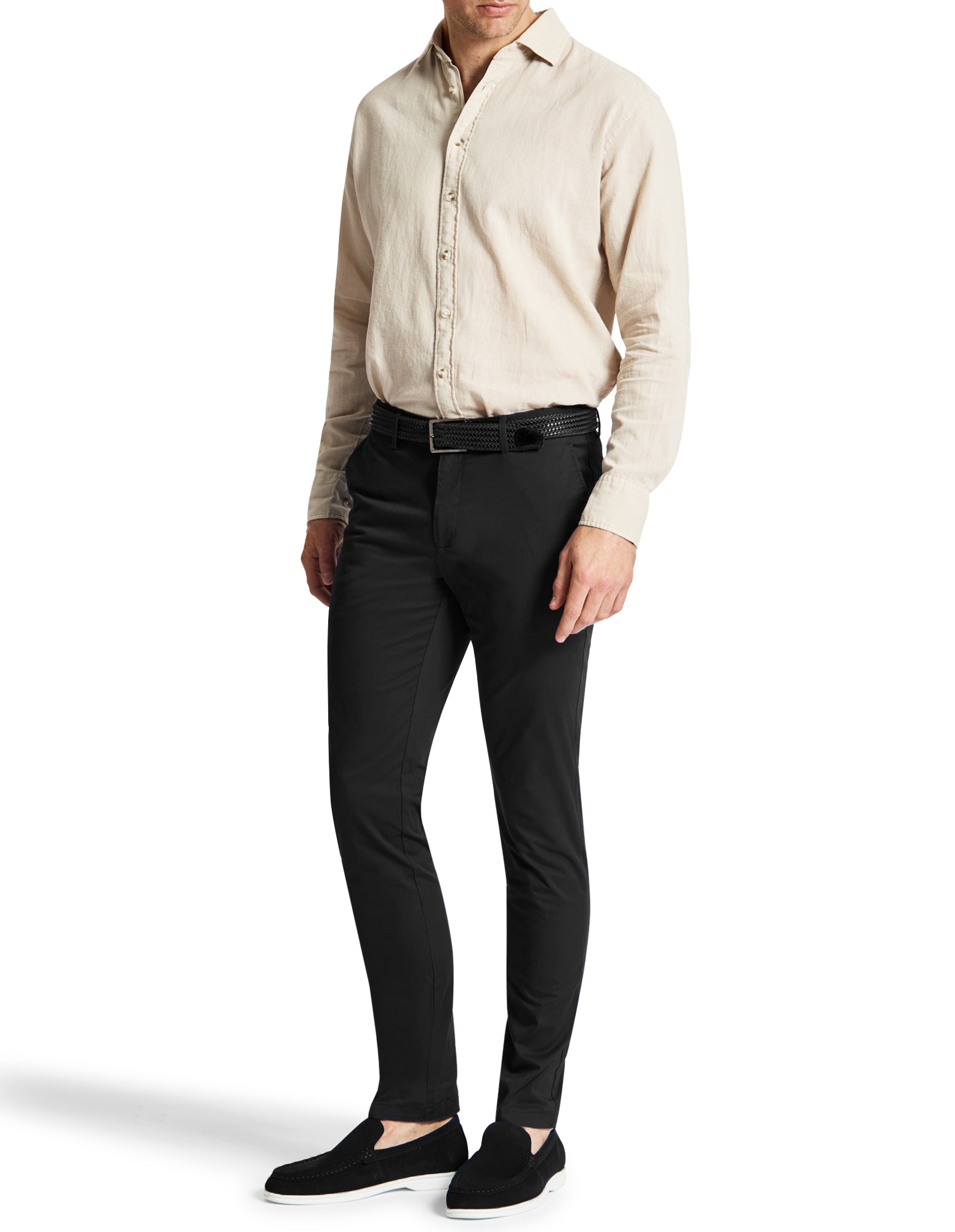 Black 490 Cotton Stretch Slim Chino