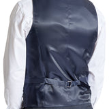 Ryan 107 Blue Check Wool Stretch Waistcoat