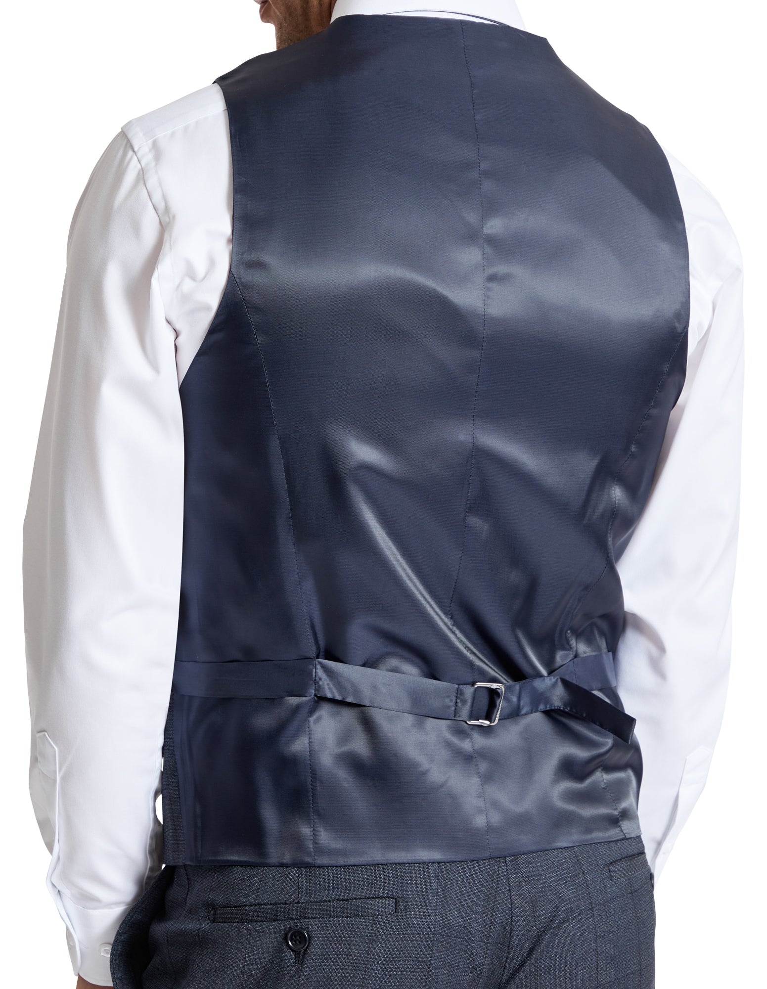 Ryan 107 Blue Check Wool Stretch Waistcoat