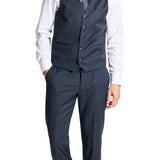 Ryan 107 Blue Check Wool Stretch Waistcoat