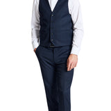 Ryan 108 Blue Check Wool Stretch Waistcoat