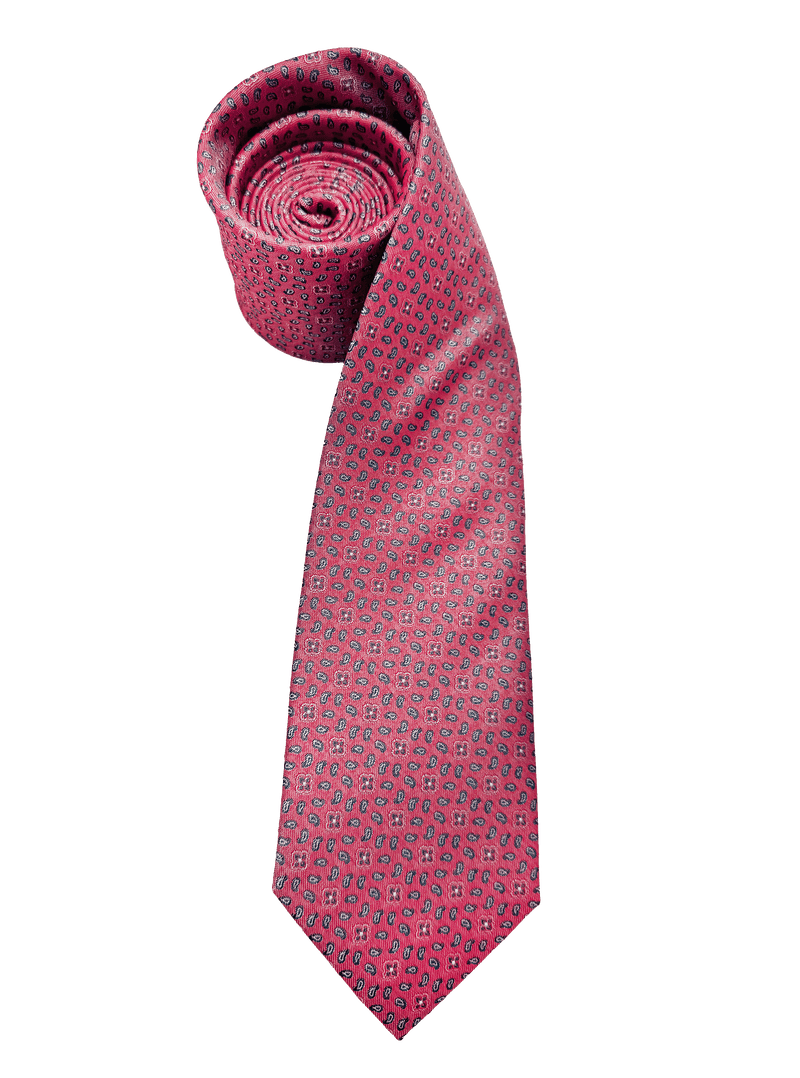 Magenta Tile Print Silk Tie