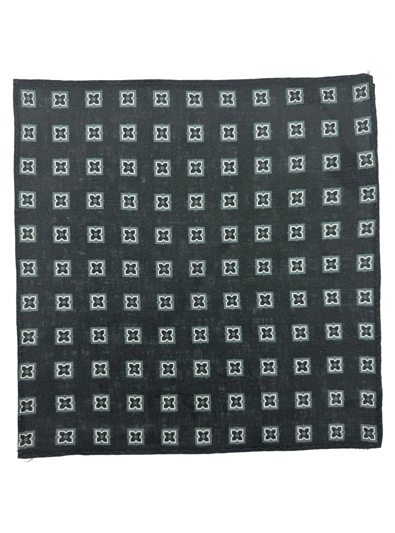 Sutton Black Diamond Linen Pocket Square