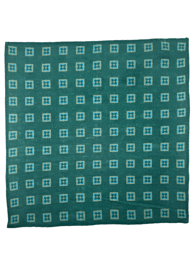 Sutton Green Diamond Linen Pocket Square