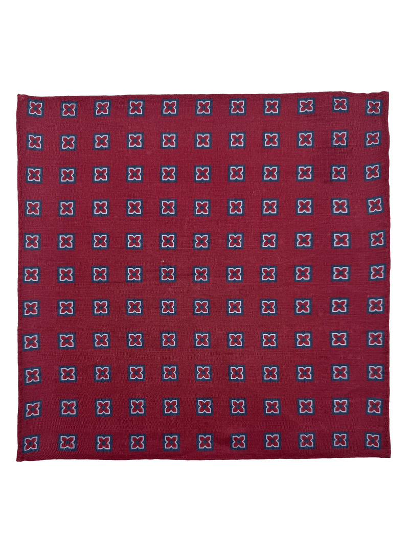 Sutton Red Diamond Linen Pocket Square