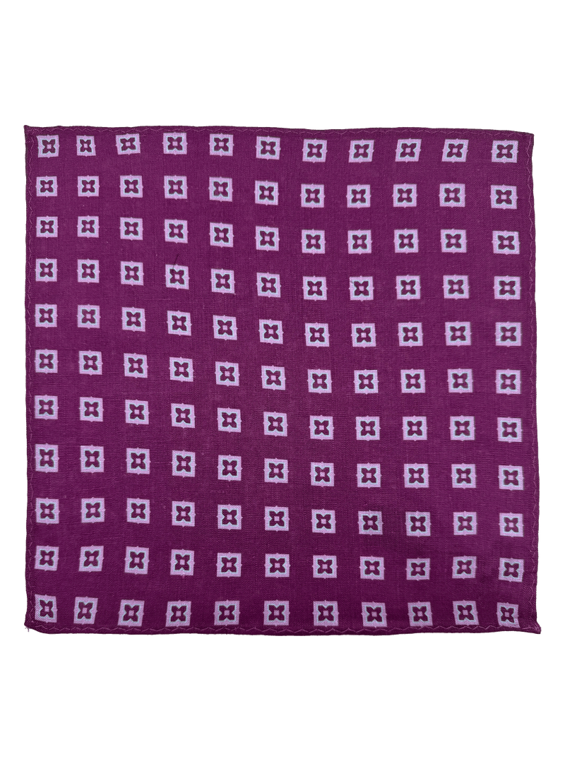 Sutton Purple Diamond Linen Pocket Square