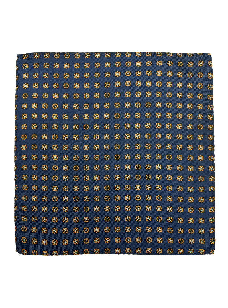 Crosby Blue Rosette Silk Pocket Square
