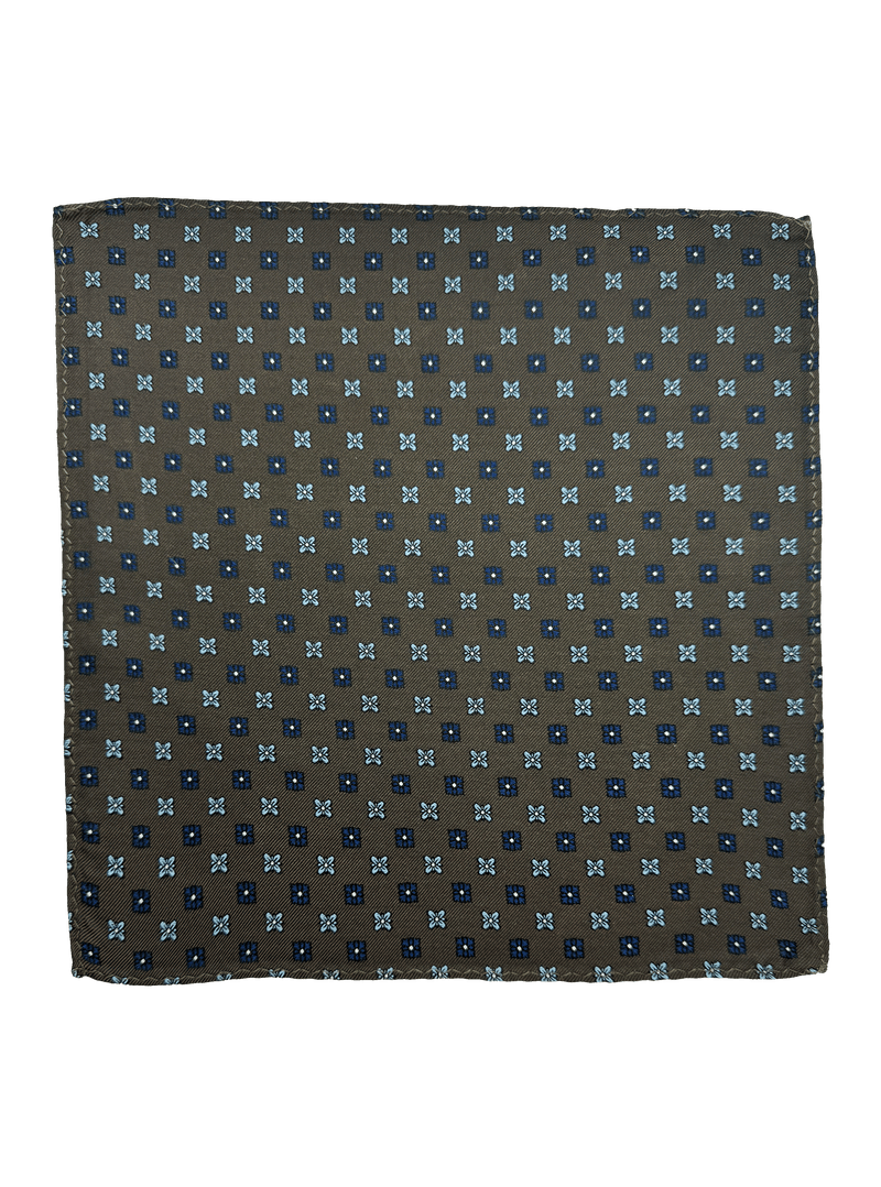 Chelsea Brown Quatrefoil Silk Pocket Square