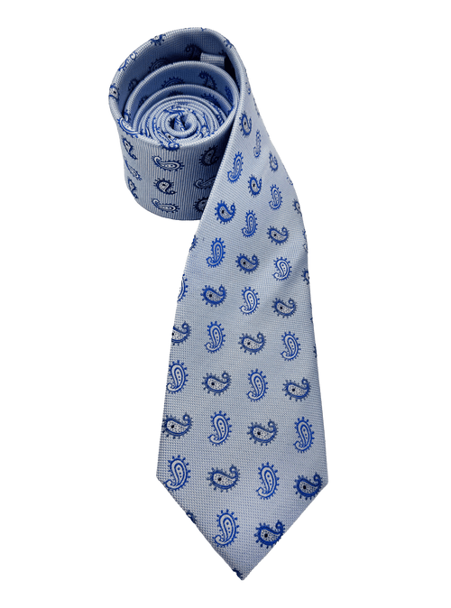 Light Blue Paisley Silk Tie