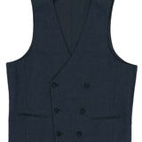 Navy 339 Double Breasted French Linen Waistcoat