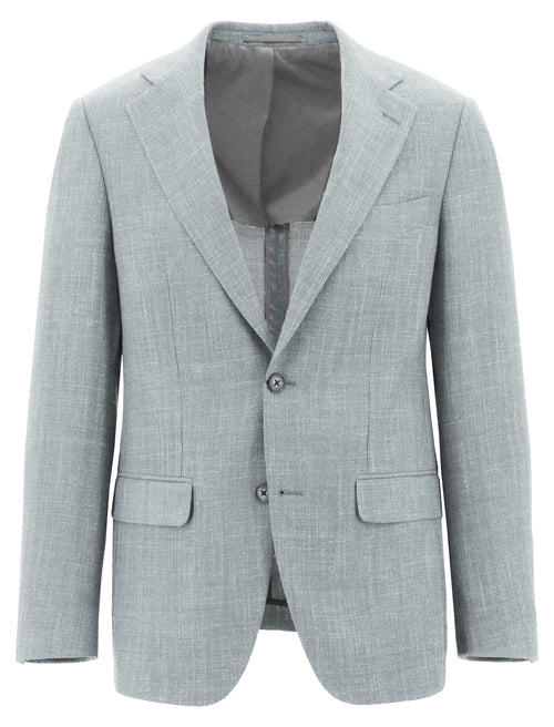 Prato Ice Blue Wool Linen Blend Sports Jacket