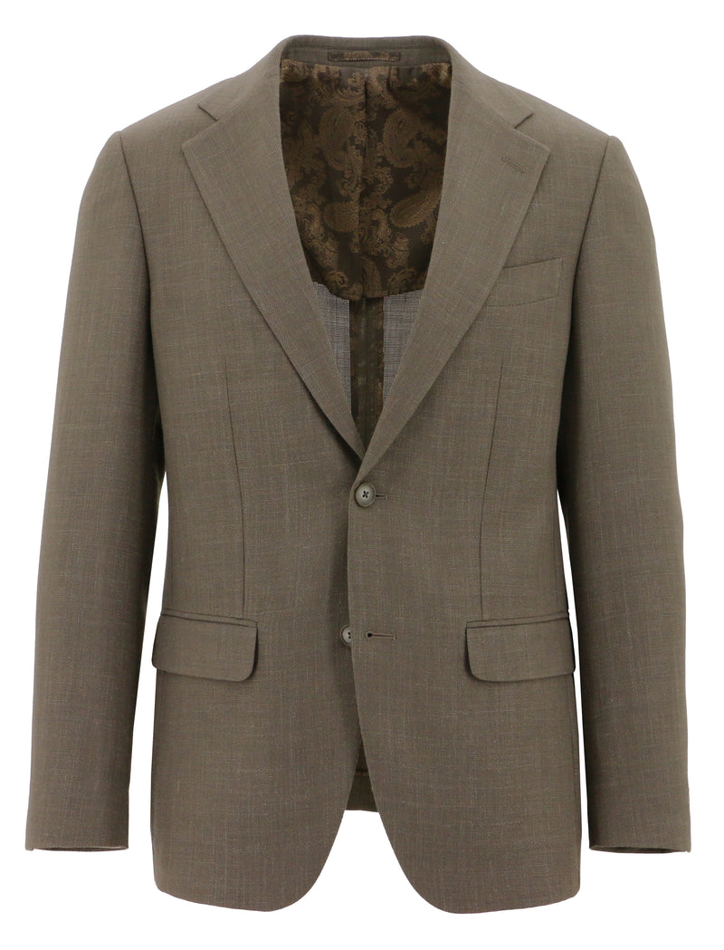 Prato Brown Wool Linen Blend Sports Jacket