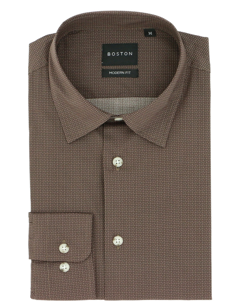 Lennox Brown Cotton Stretch Casual Shirt