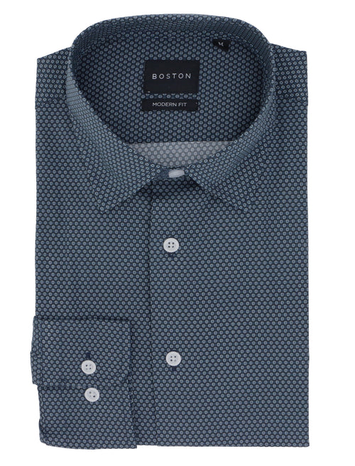 Lennox Navy Cotton Stretch Casual Shirt