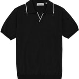 Tip Black Cotton Polo