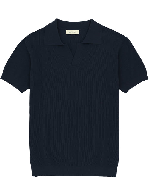 Navy Cotton Blend Knit Polo