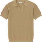 Camel Cotton Blend Knit Polo