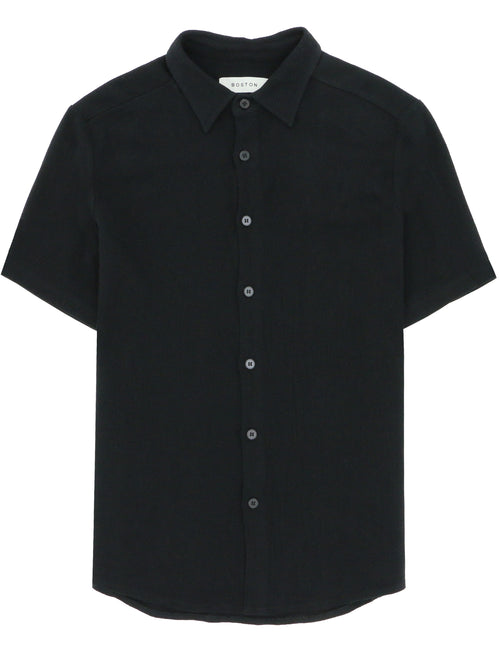 Noah Black Knit Short Sleeve Shirt