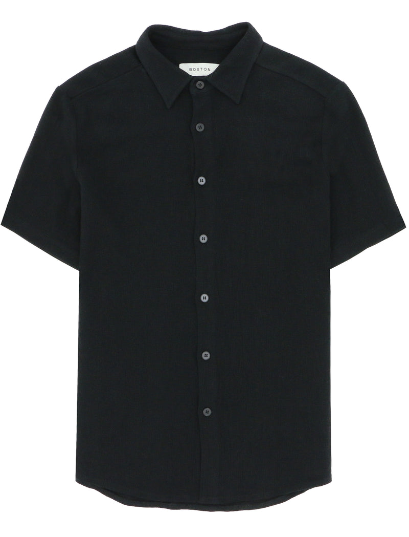 Noah Black Knit Short Sleeve Shirt