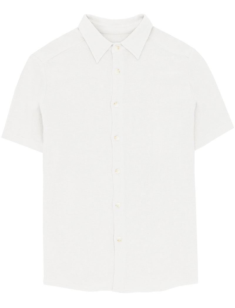 Noah White Knit Short Sleeve Shirt