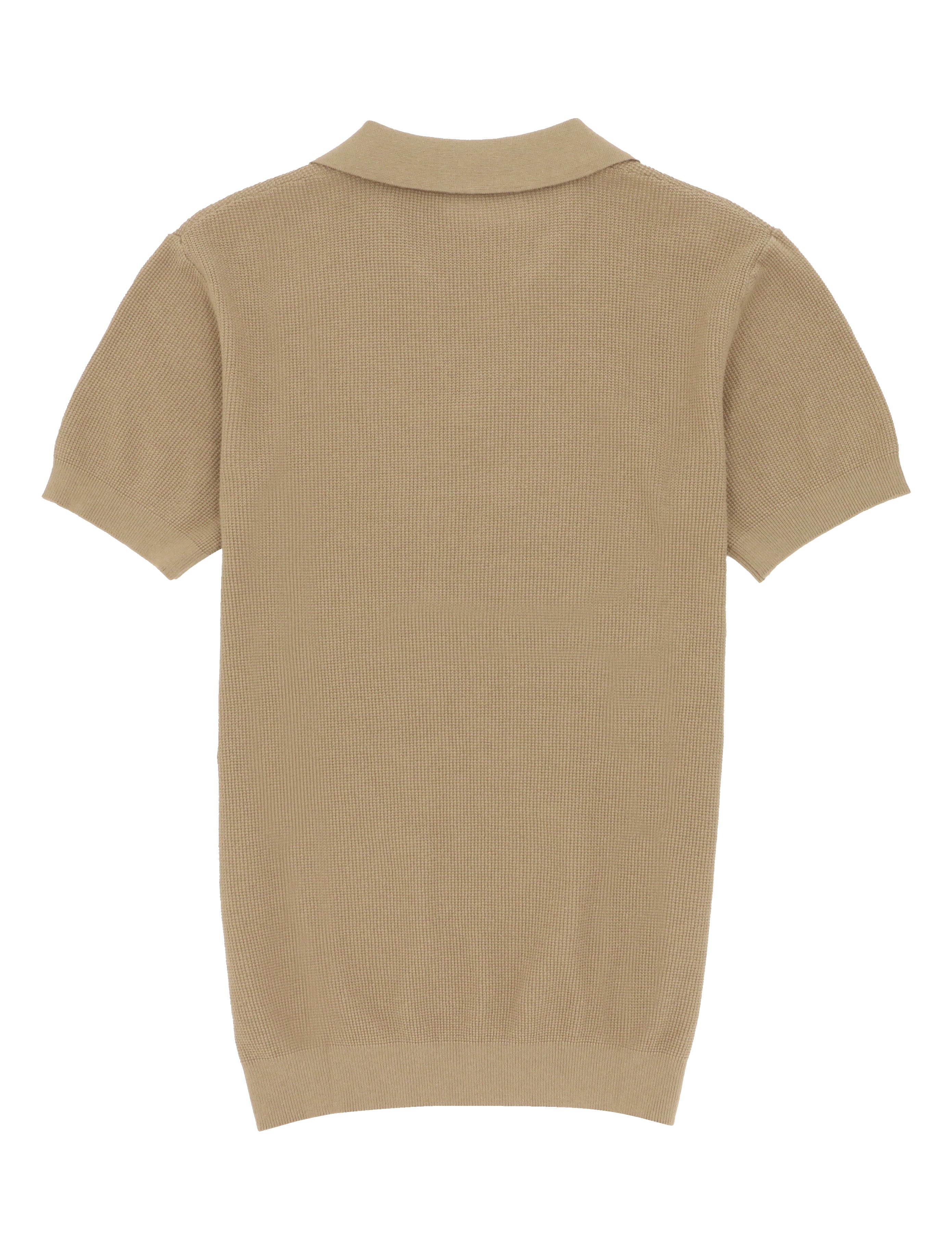 Camel Cotton Blend Knit Polo