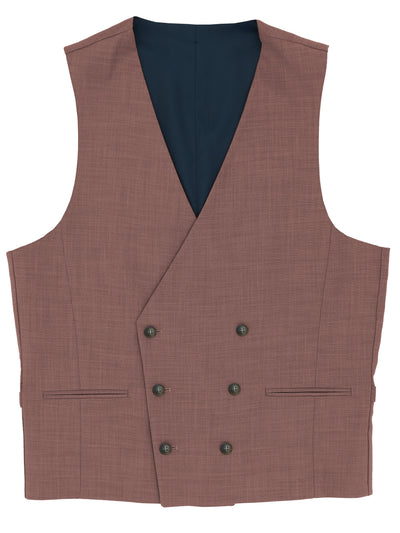 Double Breasted Dusty Rose Comfort Stretch Waistcoat