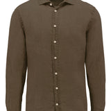 Sel Brown Cotton Linen Casual Shirt