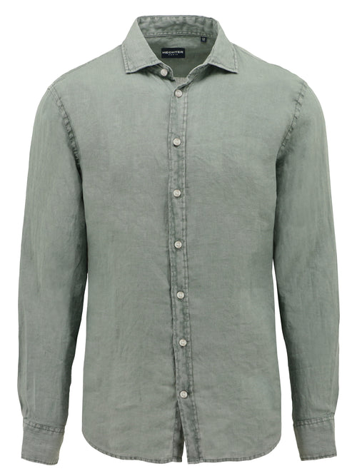 Sel Olive Cotton Linen Casual Shirt