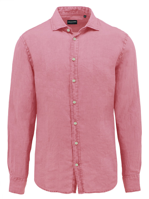 Sel Pink Cotton Linen Casual Shirt
