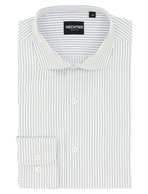 Jacque Navy Pinstripe Cotton Blend Business Shirt