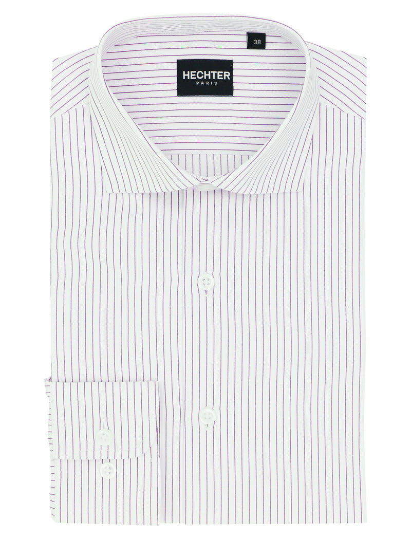Jacque Purple Pinstripe Cotton Blend Business Shirt