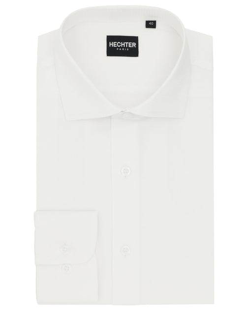 Jacque White Microcheck Cotton Business Shirt