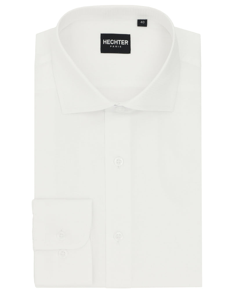 Jacque White Microcheck Cotton Business Shirt