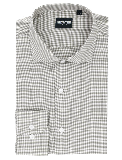 Jacque Grey Microcheck Cotton Business Shirt