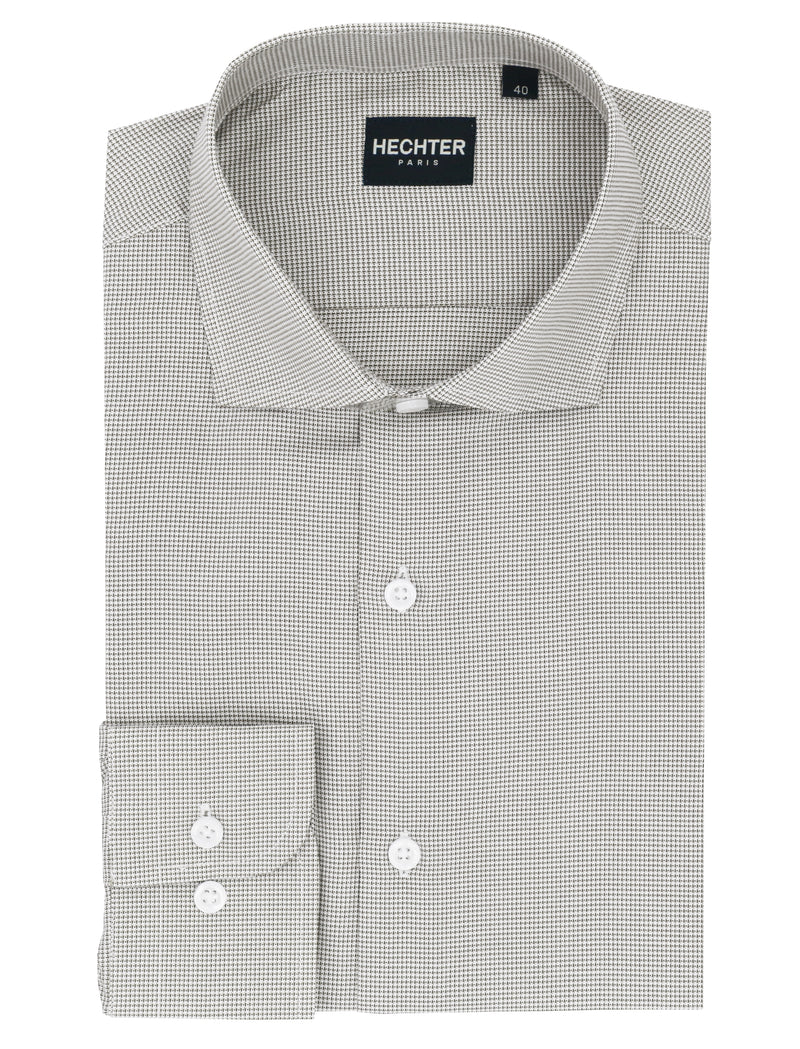 Jacque Grey Microcheck Cotton Business Shirt