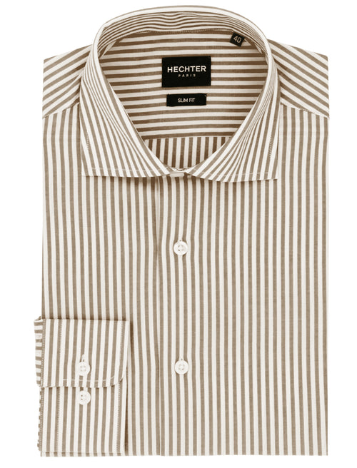 Jacque Brown Striped Cotton Business Shirt