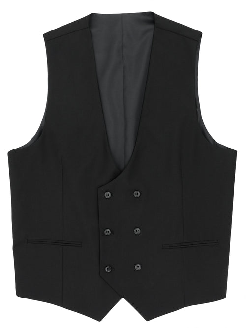 Wales Black Double Breasted Waistcoat