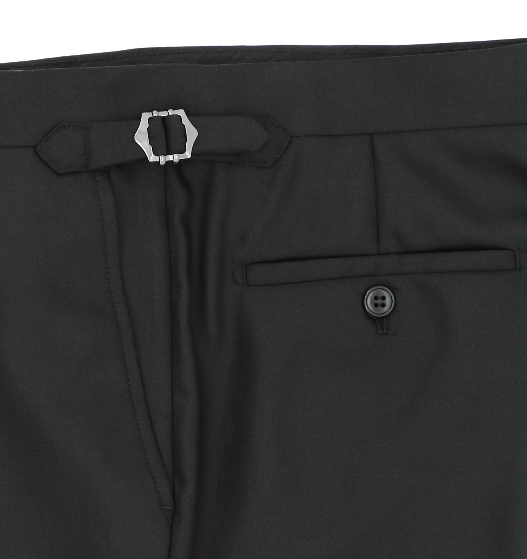 Monte 112 Black Side Tab Wool Stretch Suit Trouser
