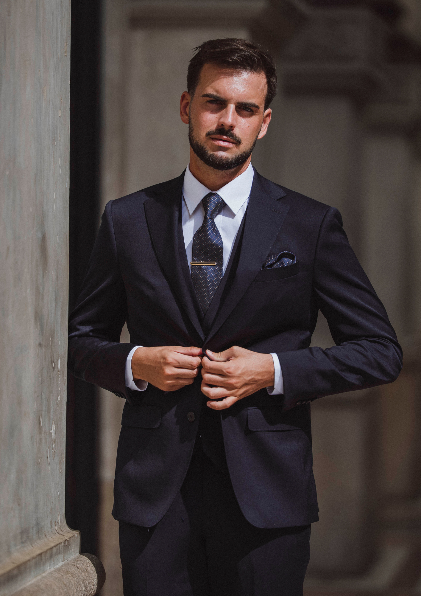 Lazio 112 Navy Wool Stretch Suit Jacket