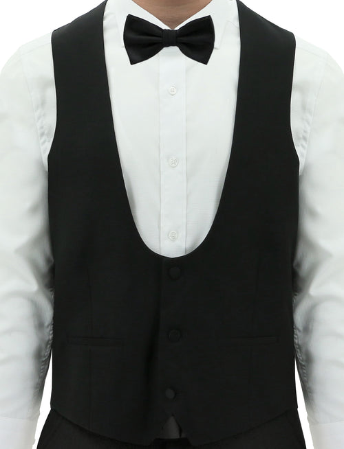Samuel 106 Black Wool Scoop Waistcoat