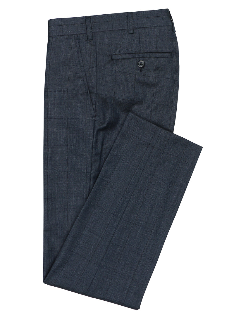 Edward 107 Blue Check Wool Stretch Suit Trouser