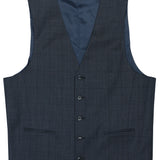 Ryan 107 Blue Check Wool Stretch Waistcoat