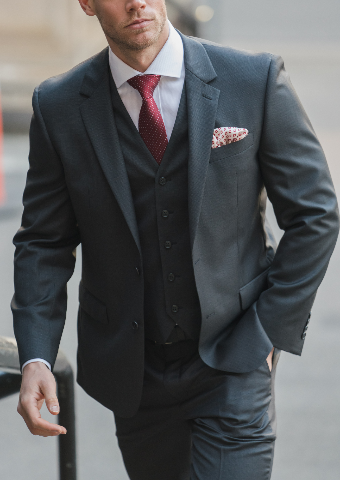 Michel 704 Charcoal Australian Merino Wool Suit Jacket