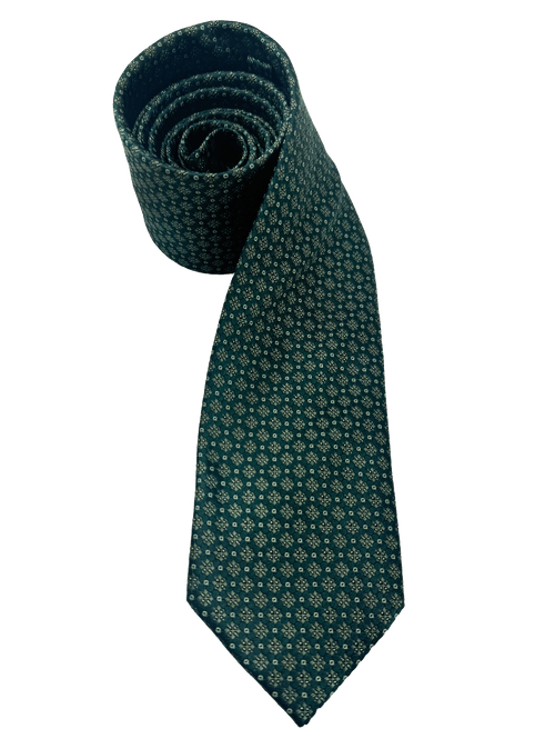 Green Octagram Print Silk Tie