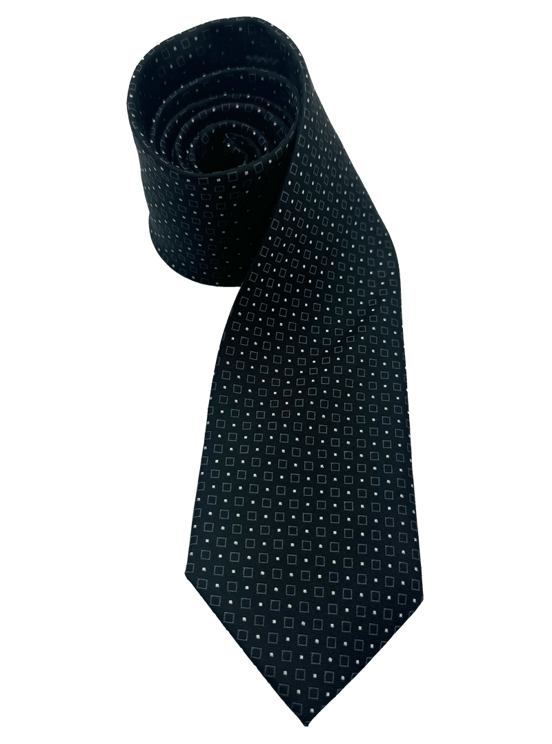 Black Square Print Silk Tie