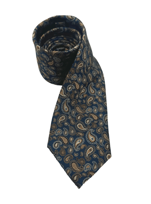 Brown Paisley Print Silk Tie