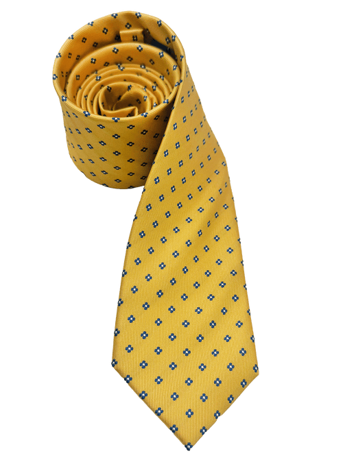 Yellow Floral Print Silk Tie